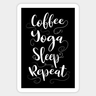 Coffee Yoga Sleep Typography with flourishes Sticker